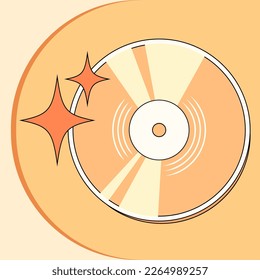 Audio disc vector illustration in retro pastel style.