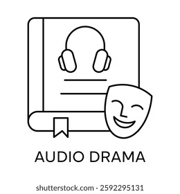 Audio Drama – Headphones and Theater Mask Representing Immersive Storytelling