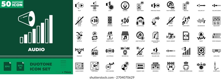 Conjunto de iconos editables de duotono de audio
