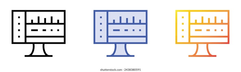 audio editing icon. Linear, Blue Fill and Gradient Style Design Isolated On White Background