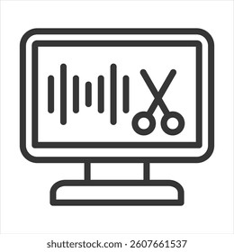 Audio Editing Outline Icon Vector Illustration