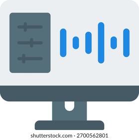 Design vetorial de edição de áudio em estilo moderno, mixagem de som e conceito de produção de podcast, ilustração de criação de multimídia. Ícone Simples