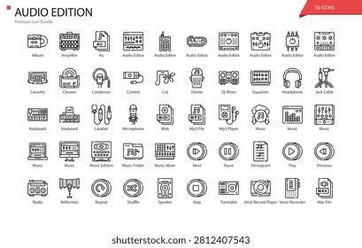 Audio Edition Mixing Sound Wave Studio Icon Set