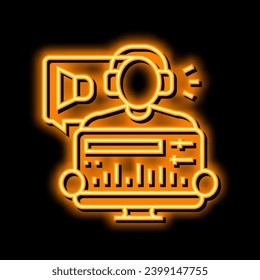 audio editor neon light sign vector. audio editor illustration
