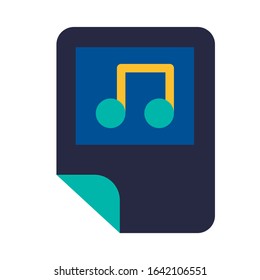 Audio electronic file symbol glyph vector illustration. Music playlist, multimedia storage icon