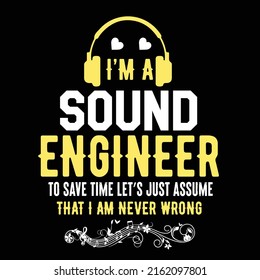 AUDIO ENGINEERING TYPOGRAPHY T SHIRT DESIGN