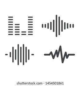 Audio equalizer black white icon set