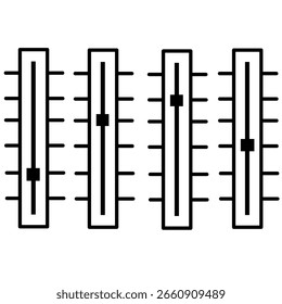 Audio equalizer slider icons in minimal black and white style
