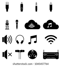 Audio equipment and connection icon set. Vector illustration