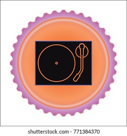 Audio equipment icon on orange background. Direct drive turntable