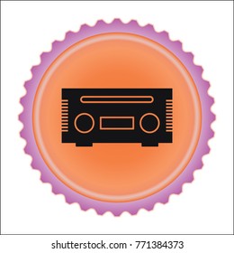 Audio equipment icon on orange background. integrated amplifier