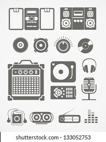 Audio equipment icons collection