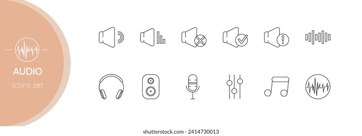 Audio equipment line icon set. Set of line icons for web design, mobile app, info graphics. Vector illustration
