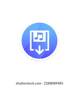icono de descarga de archivos de audio, vector