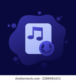 icono de descarga de archivos de audio, diseño vectorial