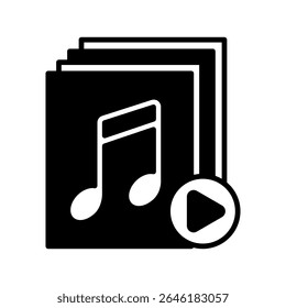 Audio File Dual-Ton Mini-Illustration Glyphe-Symbol, für Journalisten, Rundfunk, Nachrichten und Medien UI, UX-Kit, App und Web-Entwicklung, digital oder Print.