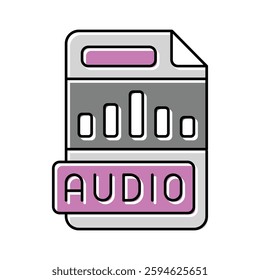 audio file format document color icon vector. audio file format document sign. isolated symbol illustration