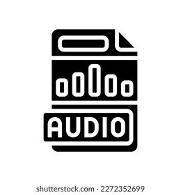 audio file format document glyph icon vector. audio file format document sign. isolated symbol illustration