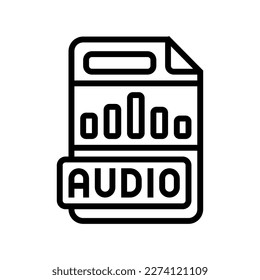 audio file format document line icon vector. audio file format document sign. isolated contour symbol black illustration