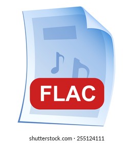 Audio File format or file extension FLAC icon for interface applications and websites and software isolated on white background. Vector illustration