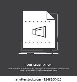 Audio, file, format, music, sound Icon. glyph vector symbol for UI and UX, website or mobile application