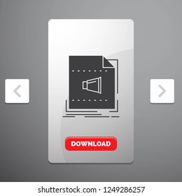 Audio, file, format, music, sound Glyph Icon in Carousal Pagination Slider Design & Red Download Button