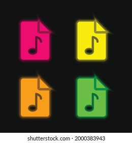 Audio File four color glowing neon vector icon