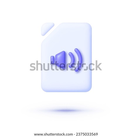 Audio file icon 3d, great design for any purposes. Volume, video, music icons. Media player icon. Vector icon