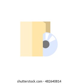 Audio file icon in flat color style. Computer data music streaming folder storage