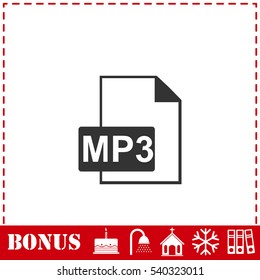 Audio file icon flat. Simple vector symbol and bonus icon