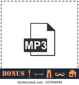 Audio file icon flat. Simple vector symbol and bonus icon