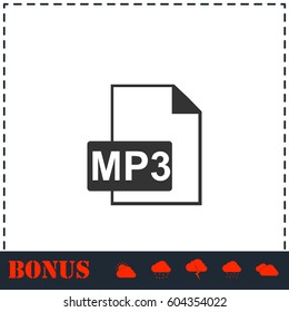 Audio file icon flat. Simple vector symbol and bonus icon
