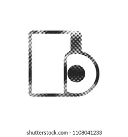 Audio file icon in halftone style. Black and white monochrome vector illustration.