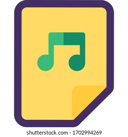 Audio File Icon Isolated Flat Vector Illustration, Audio Sign with Music Note Symbol. Mp3 Format Logo Design