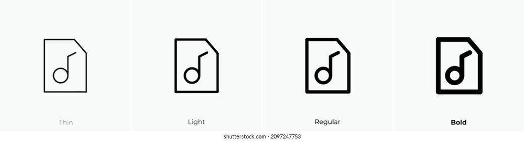 audio file icon. Thin, Light Regular And Bold style design isolated on white background