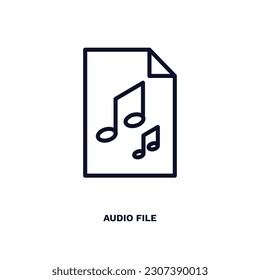 icono de archivo de audio. Icono de archivo de audio en línea delgada de la automatización y la colección de alta tecnología. Vector de contorno aislado en fondo blanco. El símbolo de archivo de audio modificable se puede usar en web y móvil