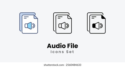 Audio File Icons thin line and glyph vector icon stock illustration