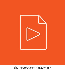 Audio-Datei-Line-Symbol für Web-, Mobil- und Infografiken. Vektorweißes Symbol einzeln auf rotem Hintergrund.