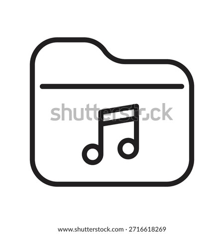 Audio file line icon. Web archive, folder sign. Musical note symbol. Editable stroke. Flat element design. Vector illustration.