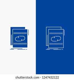 Audio, file, loop, mix, sound Line and Glyph web Button in Blue color Vertical Banner for UI and UX, website or mobile application