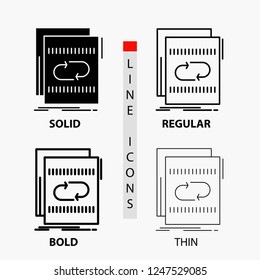 Audio, file, loop, mix, sound Icon in Thin, Regular, Bold Line and Glyph Style. Vector illustration