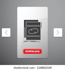 Audio, file, loop, mix, sound Glyph Icon in Carousal Pagination Slider Design & Red Download Button