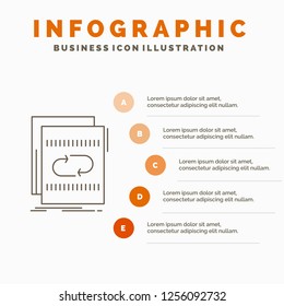 Audio, file, loop, mix, sound Infographics Template for Website and Presentation. Line Gray icon with Orange infographic style vector illustration
