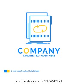 Audio, file, loop, mix, sound Blue Yellow Business Logo template. Creative Design Template Place for Tagline.
