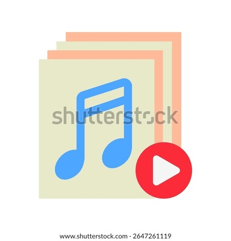 Audio File mini illustration flat color icon, use for journalist, broadcasting, news and media UI, UX kit, app and web development, digital or print.