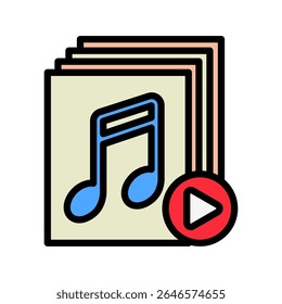 Audio File mini illustration outline color icon, use for journalist, broadcasting, news and media UI, UX kit, app and web development, digital or print.