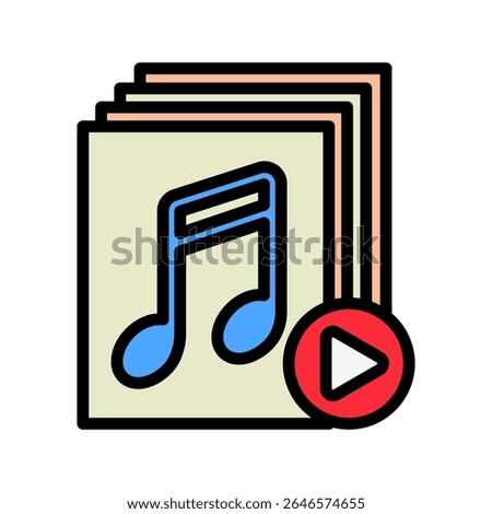 Audio File mini illustration outline color icon, use for journalist, broadcasting, news and media UI, UX kit, app and web development, digital or print.