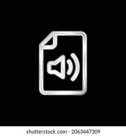 Icono metálico plateado de archivo de audio