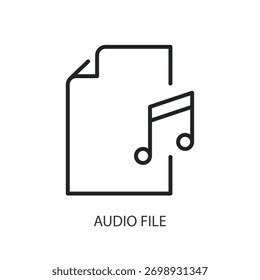 Ícones de linha fina do arquivo de áudio. Ilustração vetorial original.