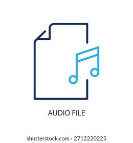 Iconos de línea delgada de archivo de audio. Ilustración vectorial original.